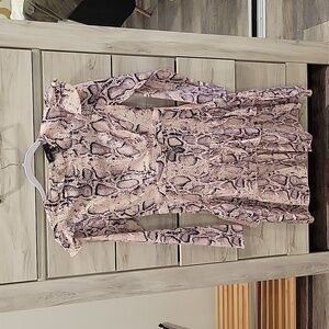 SHEIN midi dress, size S, pink leopard print, side zipper